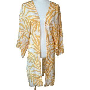 Maison Du Soir Magnolia Palm XL/2XL Open Front Tie Sash Kimono Robe Cover Up